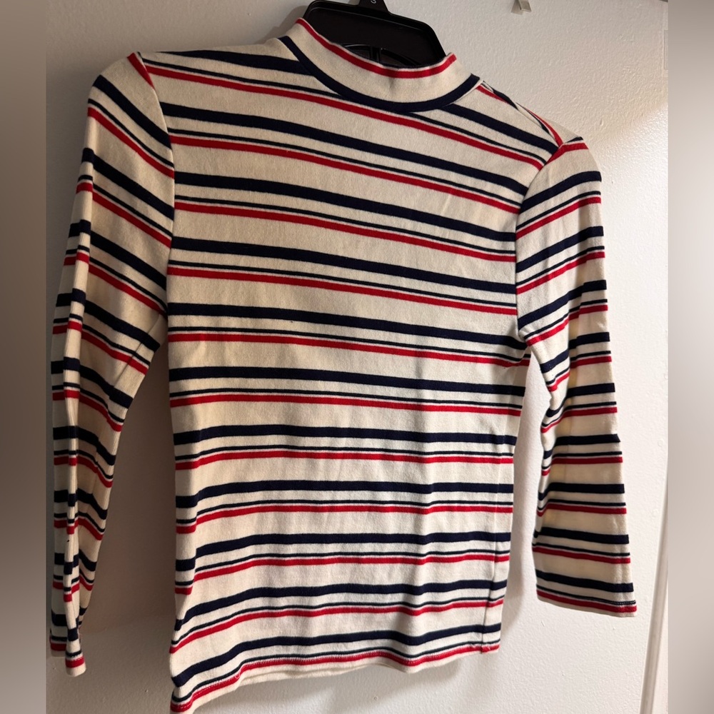 Striped mock neck crop top